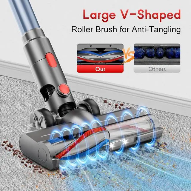 Alt view image 5 of 7 - Cordless Vacuum Cleaner for Home - Powerful, 35Kpa Stick Vacuums Lightweight with Detachable Battery Display, Max 45Mins Runtime, 8 in 1 Handheld Vacuum for Hardfloor & Carpets Pet Hair, Y5