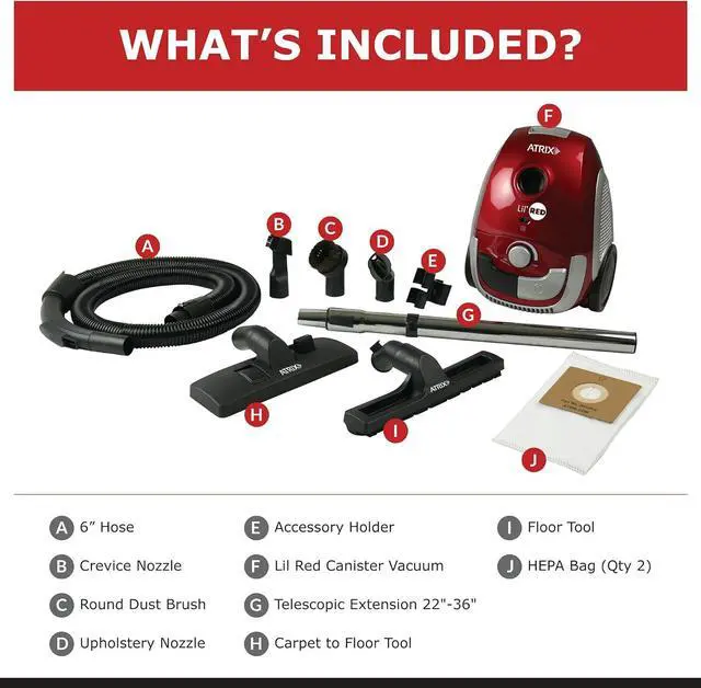 Alt view image 2 of 5 - AHSC-1 Atrix Lil Red Canister Vacuum Portable Canister vacuum w/ 2 Quart HEPA Filter & Variable Speed Motor