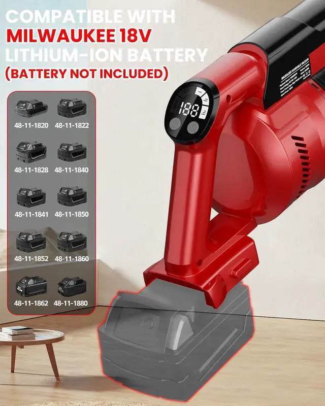 Alt view image 4 of 7 - Cordless Vacuum Cleaner for Milwaukee M18 Battery, 7-in-1 Lightweight Stick Vacuum with HEPA Filter, 35KPA Suction, 350W Brushless Motor, 3 Modes for Floor, Carpet, Car, Battery Not Included