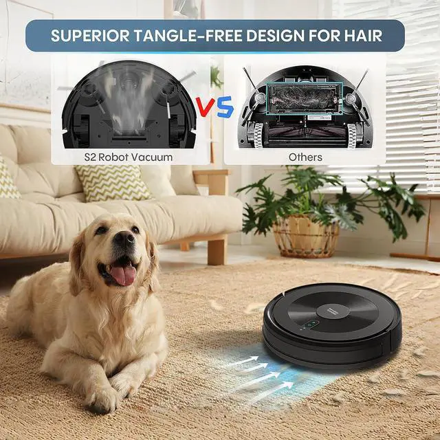 Alt view image 3 of 7 - Robot Vacuum and Mop: 2-in-1 Robot Vacuum Cleaner 3000Pa Strong Suction & Tangle-Free & Alexa/APP Control & Self-Charging, Schedule Cleaning Robotic Vacuum for Pet Hair, Hard Floor, Carpet