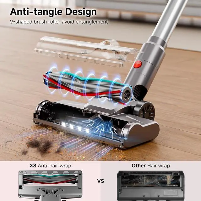 Alt view image 6 of 7 - Cordless Vacuum Cleaner for Home, Powerful Stick Vacuum Cleaner with Rechargeable Battery, 6 in 1 Lightweight Handheld Vacuum, 45 Mins Runtime Cordless Vacuum for Hardfloor & Carpets Pet Hair (Green)