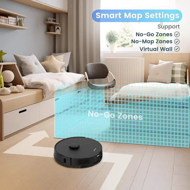 Alt view image 6 of 7 - AIRROBO Robot Vacuum and Mop Combo, Self-Emptying, 60-Day Capacity, Home Mapping, Schedule, Wi-Fi/App/Alexa/Remote, 180mins Runtime, T20+ Robotic Vacuum Cleaner for Pet, Hard Floors, Carpet