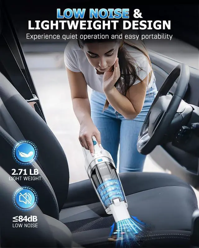 Alt view image 7 of 7 - AHNR Handheld Vacuum Cordless, 16000PA Powerful Suction Hand Held Vacuum Dust Busters Cordless Rechargeable with LED Light & 2 HEPA Filters, Portable Car Vacuum Cleaner High Power for Car Home Office