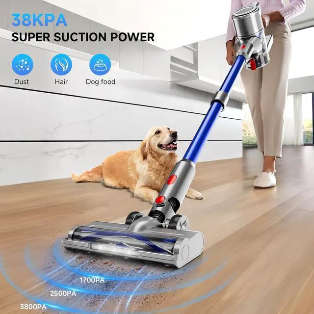 Alt view image 2 of 7 - Cordless Vacuum Cleaner, 8 in 1 Powerful Stick Vacuum with 50Mins Rechargeable Battery, Vacuum Cleaners for Home Anti-Tangled Lightweight Handheld Vacuum for Hardwood Floor, Carpets, Pet Hair, Blue