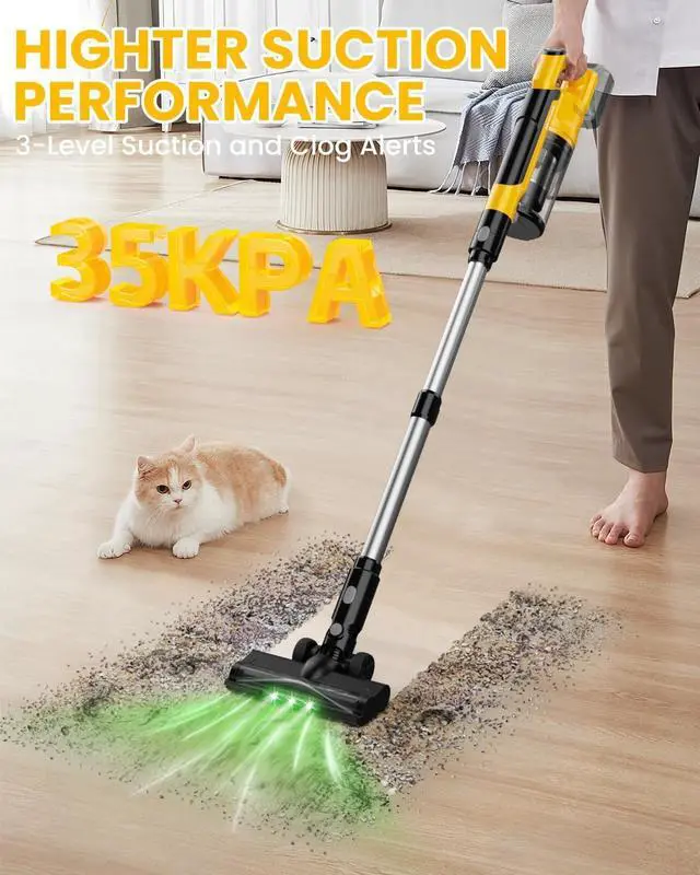 Alt view image 2 of 7 - Cordless Vacuum Cleaner for DeWalt 20V Battery, 7-in-1 Lightweight Stick Vacuum with HEPA Filter, 35KPA Suction, 350W Brushless Motor, 3 Modes for Carpet, Floor, Car (Battery Not Included)