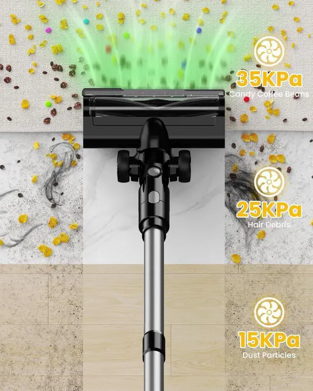 Alt view image 3 of 7 - Cordless Vacuum Cleaner for DeWalt 20V Battery, 7-in-1 Lightweight Stick Vacuum with HEPA Filter, 35KPA Suction, 350W Brushless Motor, 3 Modes for Carpet, Floor, Car (Battery Not Included)