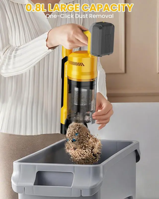 Alt view image 7 of 7 - Cordless Vacuum Cleaner for DeWalt 20V Battery, 7-in-1 Lightweight Stick Vacuum with HEPA Filter, 35KPA Suction, 350W Brushless Motor, 3 Modes for Carpet, Floor, Car (Battery Not Included)