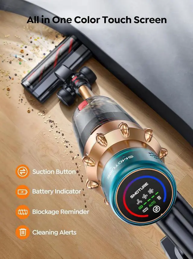 Alt view image 7 of 7 - Cordless Vacuum Cleaner, 600W 50KPA 65 Mins Runtime Self-Standing Vacuum Cleaners for Home, Stick Vacuum with Charging Dock Station Removable Battery, Handheld Vacuum for Pet Hair/Carpet/Floor