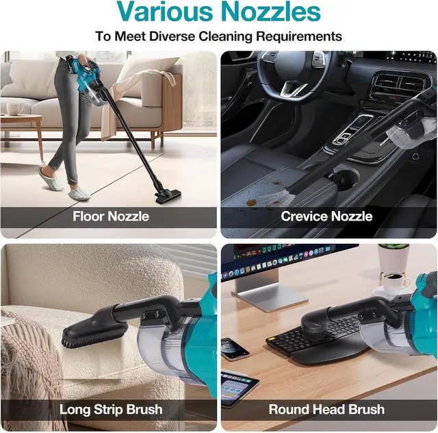 Alt view image 6 of 7 - Handheld Cordless Vacuum Cleaner for Makita 18V Battery, Portable Wireless Power Vacuum Cleaner, 4 Multi Nozzle, 2 HEPA Filter, Lightweigt Vacuum for Home Pet Hair, Car (Battery NOT Include)