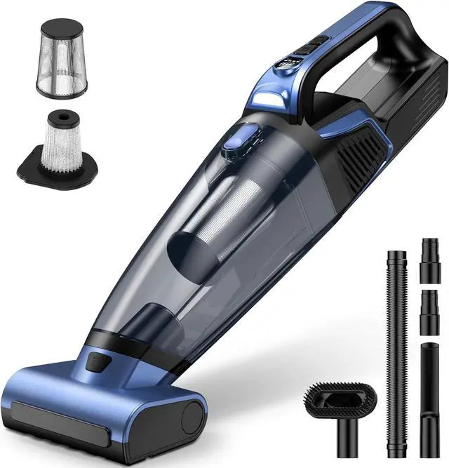 Main image of Pet Hair Handheld Vacuum Cordless: 20000PA High Power Car Vacuum with Motorized Brush and LED Light, Rechargeable Hand Held Vacuum Cleaner with Reusable Filter for Car, Home, Office & Pet, Blue
