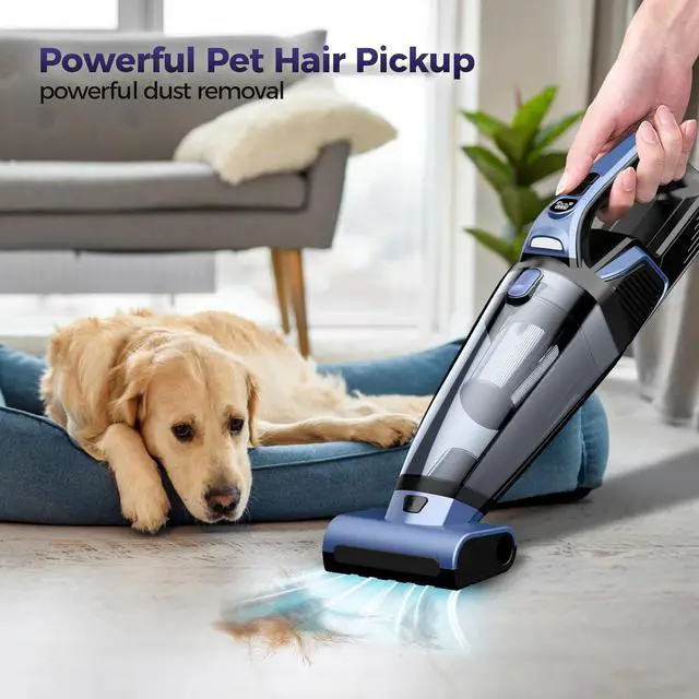 Alt view image 2 of 7 - Pet Hair Handheld Vacuum Cordless: 20000PA High Power Car Vacuum with Motorized Brush and LED Light, Rechargeable Hand Held Vacuum Cleaner with Reusable Filter for Car, Home, Office & Pet, Blue