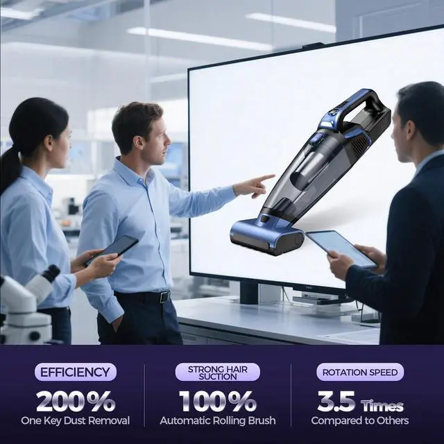 Alt view image 3 of 7 - Pet Hair Handheld Vacuum Cordless: 20000PA High Power Car Vacuum with Motorized Brush and LED Light, Rechargeable Hand Held Vacuum Cleaner with Reusable Filter for Car, Home, Office & Pet, Blue