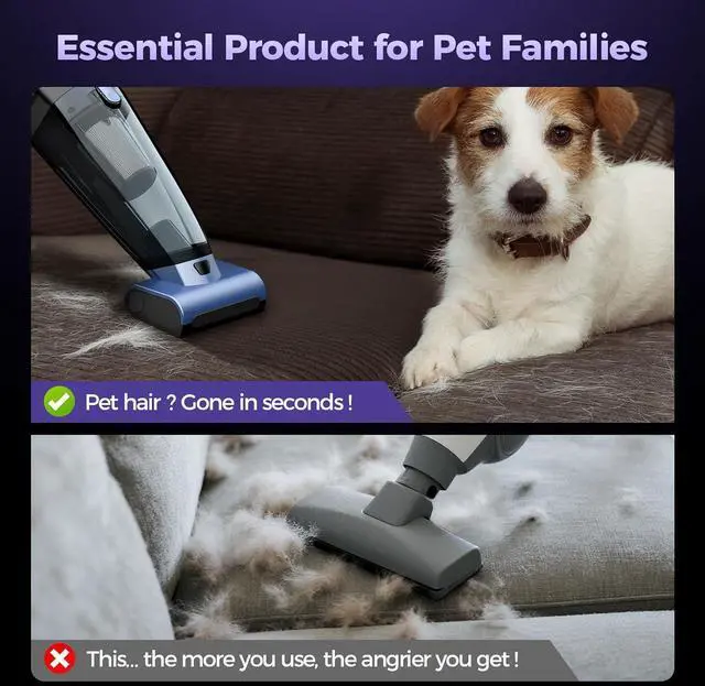 Alt view image 5 of 7 - Pet Hair Handheld Vacuum Cordless: 20000PA High Power Car Vacuum with Motorized Brush and LED Light, Rechargeable Hand Held Vacuum Cleaner with Reusable Filter for Car, Home, Office & Pet, Blue