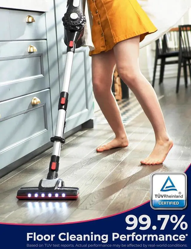 Alt view image 2 of 7 - Roomie Tec Cordless Stick Vacuum Cleaner, Lightweight 2-in-1 Handheld with Powerful Suction, Rechargeable Battery, Bagless HEPA Filter & Self-Standing Design Ideal for Floors, Cars & Home Cleaning