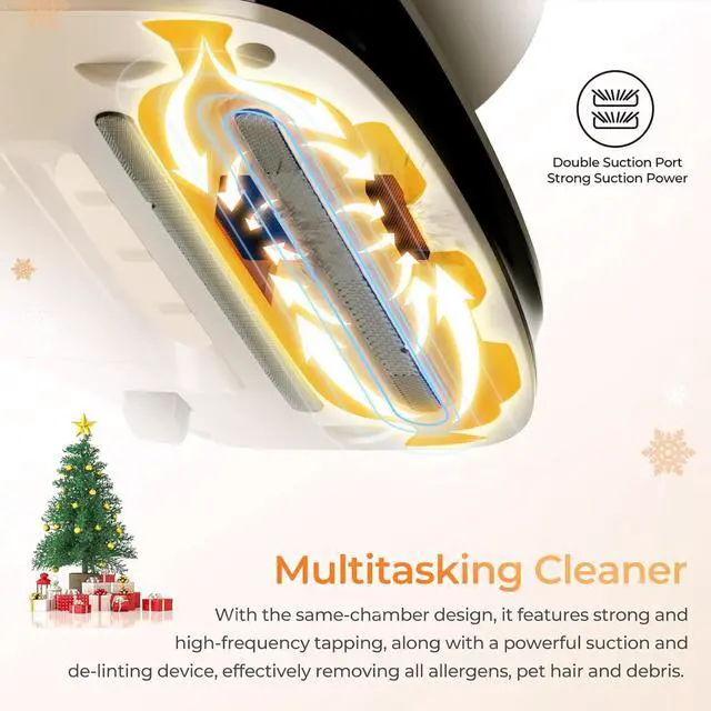 Alt view image 6 of 7 - Mattress Vacuum Cleaner UV Sanitizing, Anti-allergen Bed Cleaner with 12Kpa Suction, Handheld Vacuums for Dust & Pet Hair, Effectively Clean Up Bed, Pillows, Cloth Sofas, Carpets