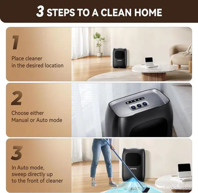 Alt view image 6 of 7 - Pro Touchless Vacuum Automatic Dustpan - Ultra Fast & Powerful - Great for Sweeping Salon Pet Hair Food Dirt Kitchen, Canister Vacuum Cleaner Trash Can, Bagless, Auto Sensors, 1500 Watt (Silver Gray)