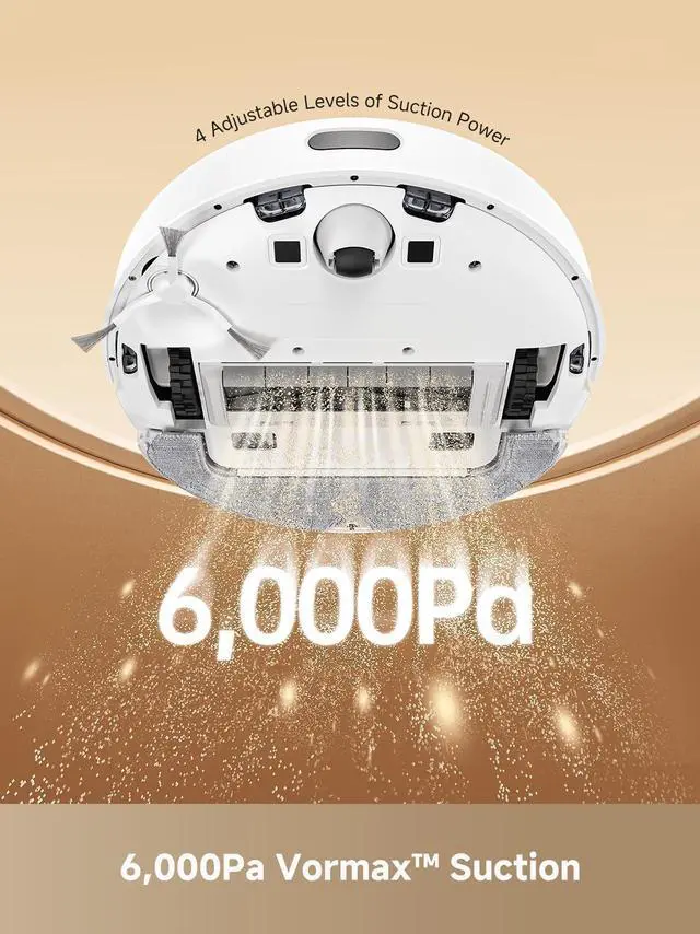 Alt view image 3 of 7 - DREAME D10 Plus Gen 2 Robot Vacuum and Mop with Self Emptying Base for 90 Days of Cleaning, 6000 Pa Suction and LiDAR Navigation, Obstacle Avoidance, Wi-Fi Connected