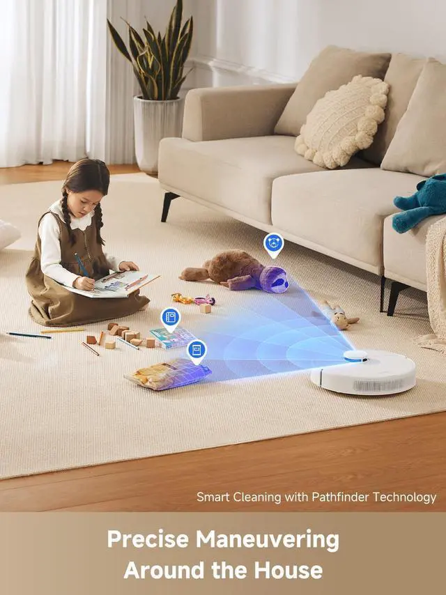Alt view image 6 of 7 - DREAME D10 Plus Gen 2 Robot Vacuum and Mop with Self Emptying Base for 90 Days of Cleaning, 6000 Pa Suction and LiDAR Navigation, Obstacle Avoidance, Wi-Fi Connected