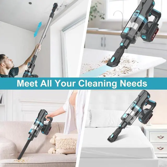 Alt view image 7 of 7 - Cordless Vacuum Cleaner for Home, 45Kpa Max 60Mins Runtime Powerful Stick Vacuum with LED Touch Screen, 4000mAh Large Battery, 6 in 1 Lightweight Cordless Vacuum for Pet Hair, Carpets and Hard Floors