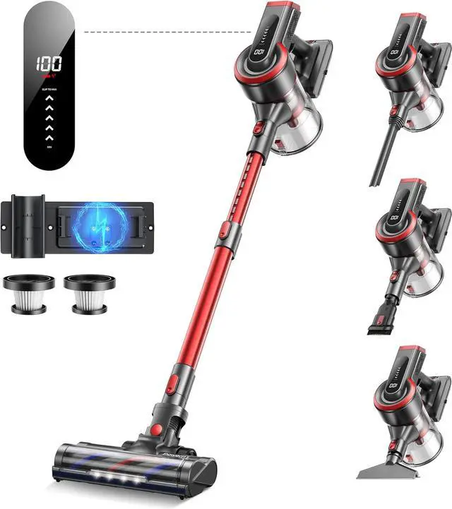 Main image of Cordless Vacuum Cleaner, 450W 40KPA Up to 55 Mins Cordless Stick Vacuum Cleaner with Charging Station, LED Touch Display, Anti-Tangle Handheld Vacuum Cleaners for Home/Pet Hair/Carpets/Floors