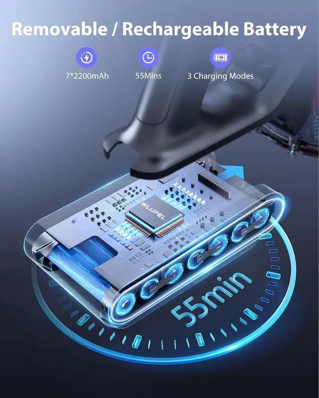 Alt view image 4 of 7 - Cordless Vacuum Cleaner, 450W 40KPA Up to 55 Mins Cordless Stick Vacuum Cleaner with Charging Station, LED Touch Display, Anti-Tangle Handheld Vacuum Cleaners for Home/Pet Hair/Carpets/Floors