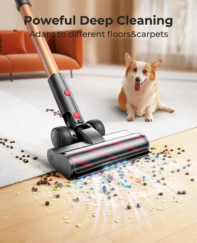 Alt view image 4 of 7 - Cordless Vacuum Cleaner 550W/45Kpa, Stick Vacuum Cleaners 60 Mins Max Runtime with Charging Dock, Self-Standing Handheld Vacuum with Touch Display, 6-in-1 Vacuum Cleaner for Carpet/Hard Floor/Pet Hair