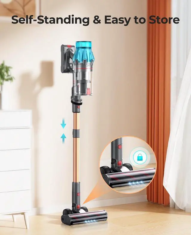 Alt view image 6 of 7 - Cordless Vacuum Cleaner 550W/45Kpa, Stick Vacuum Cleaners 60 Mins Max Runtime with Charging Dock, Self-Standing Handheld Vacuum with Touch Display, 6-in-1 Vacuum Cleaner for Carpet/Hard Floor/Pet Hair