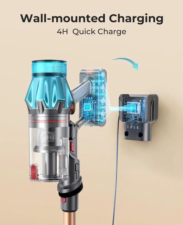 Alt view image 7 of 7 - Cordless Vacuum Cleaner 550W/45Kpa, Stick Vacuum Cleaners 60 Mins Max Runtime with Charging Dock, Self-Standing Handheld Vacuum with Touch Display, 6-in-1 Vacuum Cleaner for Carpet/Hard Floor/Pet Hair