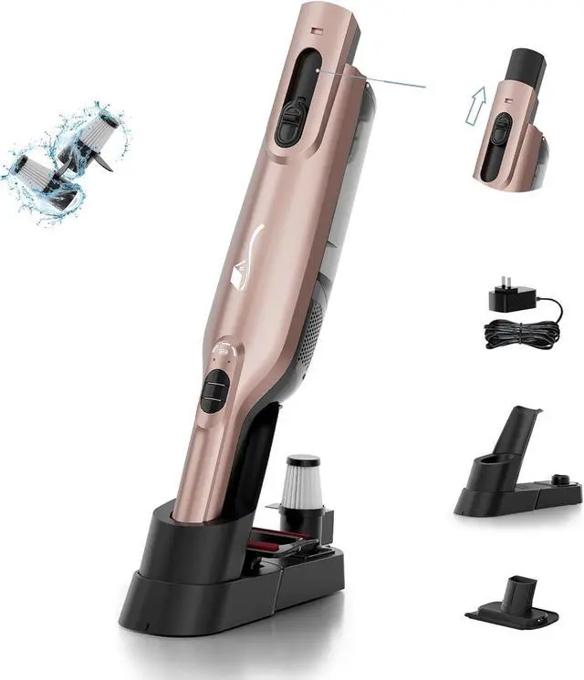 Main image of Cordless Handheld Vacuum, Lightweight Portable Hand Vacuum Cleaner with LED Light,Rechargeable Hand Held Vacuum with Charging Dock, Powerful Suction for Office, Home,Car, Rose Gold