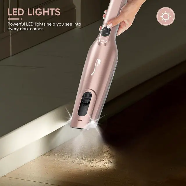 Alt view image 4 of 7 - Cordless Handheld Vacuum, Lightweight Portable Hand Vacuum Cleaner with LED Light,Rechargeable Hand Held Vacuum with Charging Dock, Powerful Suction for Office, Home,Car, Rose Gold