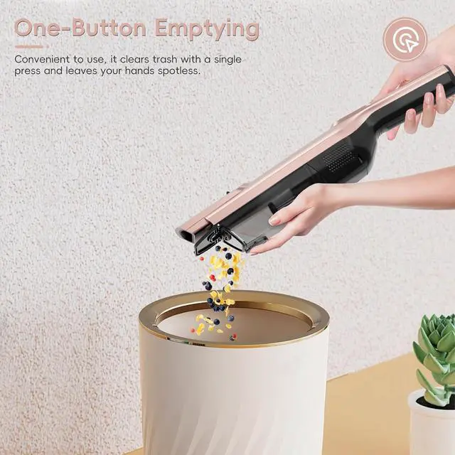 Alt view image 6 of 7 - Cordless Handheld Vacuum, Lightweight Portable Hand Vacuum Cleaner with LED Light,Rechargeable Hand Held Vacuum with Charging Dock, Powerful Suction for Office, Home,Car, Rose Gold