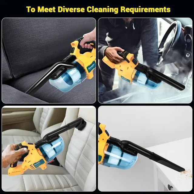 Alt view image 3 of 4 - Cordless Vacuum for DeWalt 20V Battery, 5 in 1 Handheld Electric Vacuum Cleaner with 400W Powerful Motor, 46 CFM Portable Hand Vacuum for Home Pet Hair, Car (Battery Not Included)