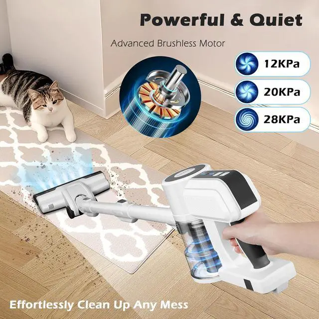 Alt view image 2 of 7 - PURKINN Cordless Vacuum Cleaner with 200W Brushless Motor, 28000Pa Strong Suction, 3 Modes, Lightweight Handheld Vacuum for Home, Hard Floor, Carpet, B8