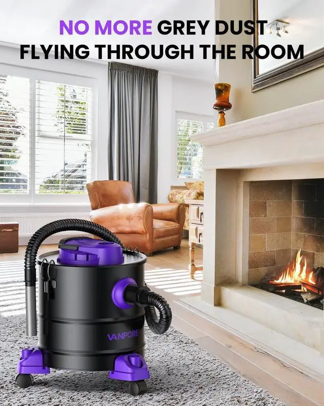 Alt view image 4 of 7 - Ash Vacuum for Pellet Stoves: 5.2 Gallon Fireplace Ash Vac with 1200w Powerful Suction & Wheeled Base - Ash Vacuum Cleaner for Fireplaces, Pellet Grill, Wood Stove, Fire Pits