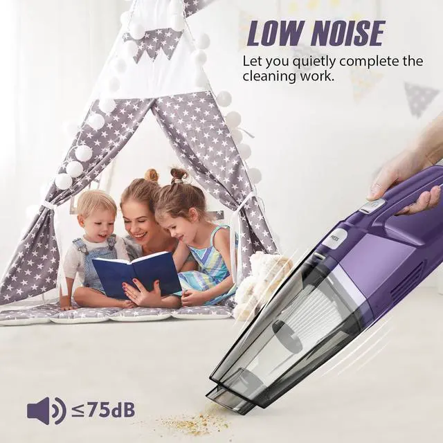 Alt view image 5 of 7 - Handheld Vacuum Cordless  Car Vac Portable with 8KPA & Multi Accessories & Low Noise, Lightweight Hand Held Vacuum Cordless Rechargeable for Car/Home/Dust/Pet Hair, Mine Portable Vacuum