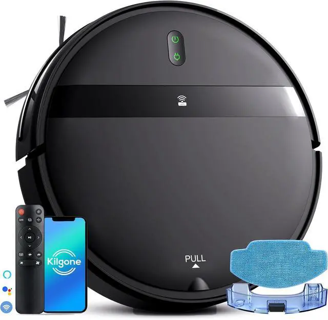 Main image of Robot Vacuum and Mop Combo, 2-in-1 Robotic Vacuum Cleaner with Tangle-Free Suction, WiFi/Alexa/App Control, Auto Recharge, Ultra-Slim Quiet Design for Pet Hair, Hard Floors & Low-Pile Carpets