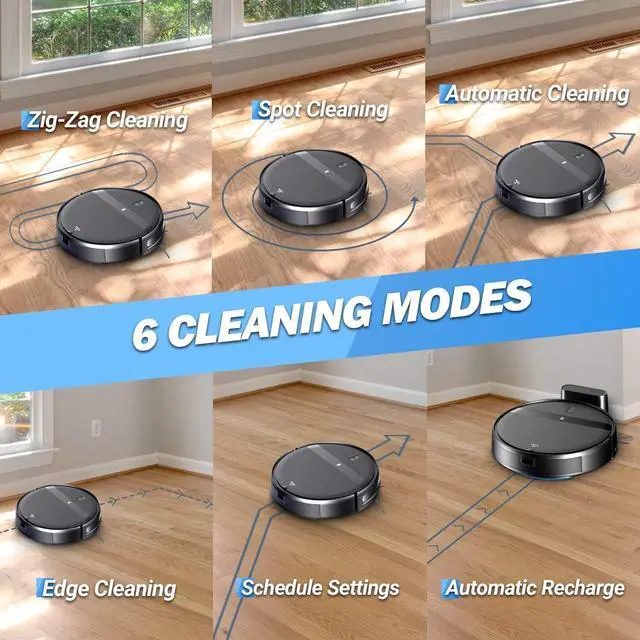 Alt view image 4 of 7 - Robot Vacuum and Mop Combo, 2-in-1 Robotic Vacuum Cleaner with Tangle-Free Suction, WiFi/Alexa/App Control, Auto Recharge, Ultra-Slim Quiet Design for Pet Hair, Hard Floors & Low-Pile Carpets