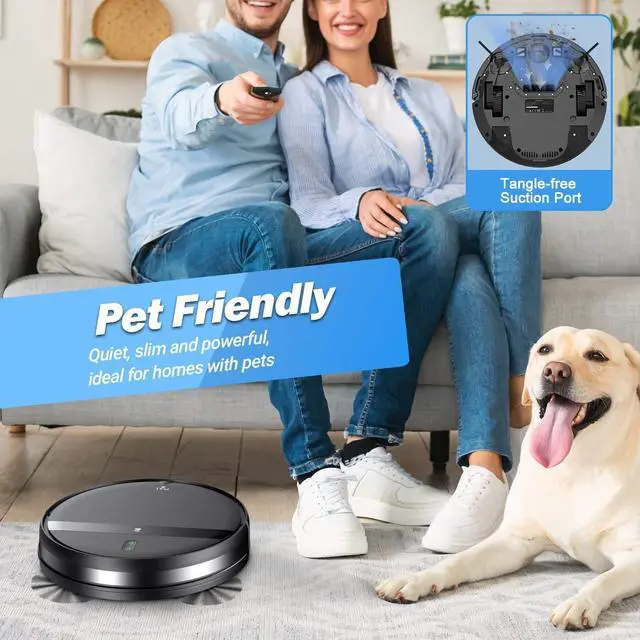 Alt view image 5 of 7 - Robot Vacuum and Mop Combo, 2-in-1 Robotic Vacuum Cleaner with Tangle-Free Suction, WiFi/Alexa/App Control, Auto Recharge, Ultra-Slim Quiet Design for Pet Hair, Hard Floors & Low-Pile Carpets