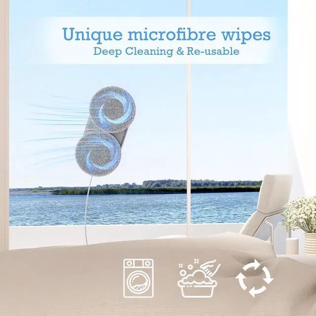 Alt view image 5 of 7 - Tosima W2 Window Cleaner Robot, Automatic Cleaning with Intelligent Path Planning, 3800Pa Suction Power, Edge Detection Technology, Remote Control, White