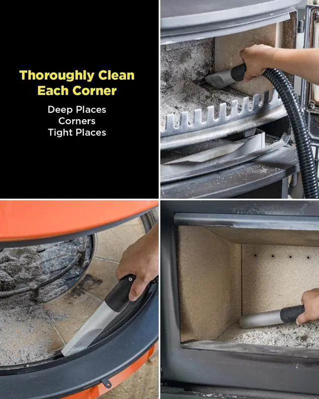Alt view image 3 of 7 - InoKraft Ash Vacuum for Pellet Stoves,Pellet Grill,1200W 5 Gallon, No Clogs, with HEPA & Fiberglass Filters, 6.56ft Hose Ash Vac for Fireplaces, Log Burners