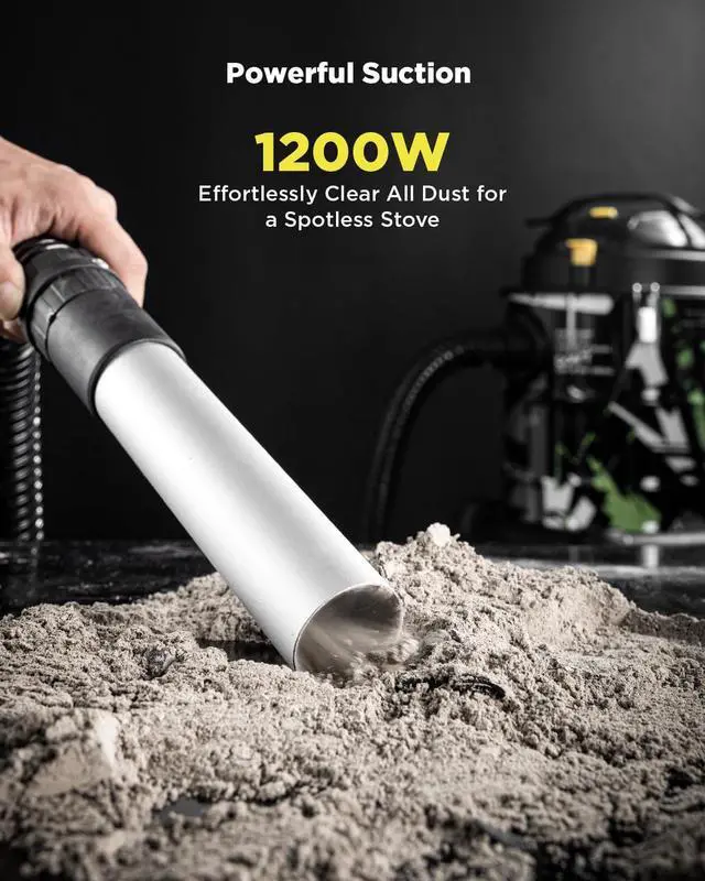 Alt view image 4 of 7 - InoKraft Ash Vacuum for Pellet Stoves,Pellet Grill,1200W 5 Gallon, No Clogs, with HEPA & Fiberglass Filters, 6.56ft Hose Ash Vac for Fireplaces, Log Burners