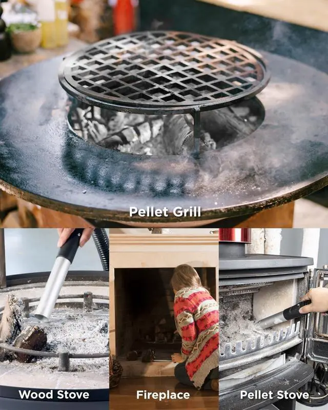 Alt view image 7 of 7 - InoKraft Ash Vacuum for Pellet Stoves,Pellet Grill,1200W 5 Gallon, No Clogs, with HEPA & Fiberglass Filters, 6.56ft Hose Ash Vac for Fireplaces, Log Burners