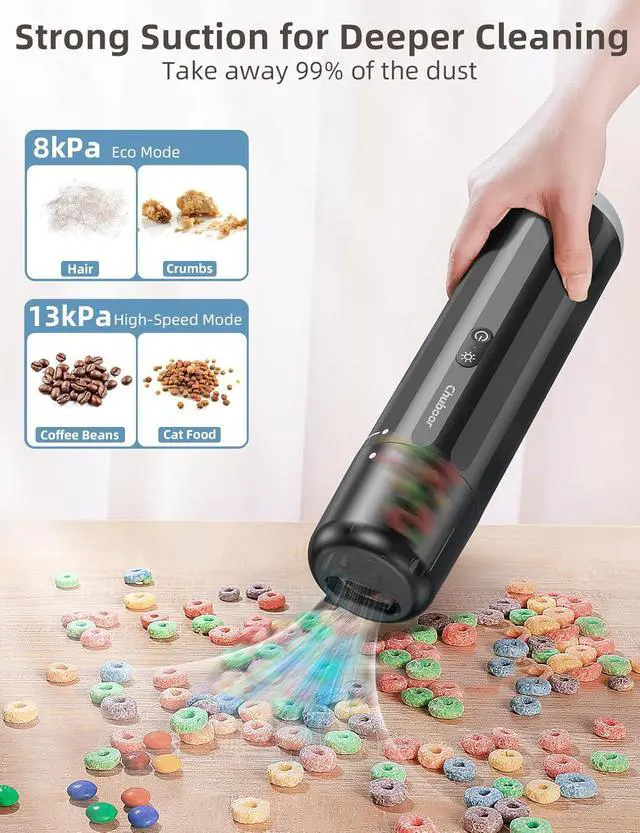 Alt view image 2 of 7 - Chuboor Handheld Car Vacuum Cleaner, 14,000Pa Cordless Vacuum Cordless Rechargeable, 120 WPowerful Mini Hand Vacuum with Multifunctional Nozzle for Car, Home, Office, Pet Hair (Brown)