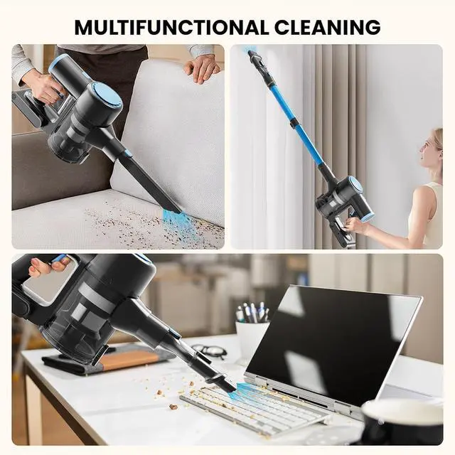 Alt view image 4 of 7 - Cordless Vacuum Cleaner with 35kPa Suction Vacuum Cleaner, Lightweight Stick Vacuum Cordless for Pet Hair, Carpet, Hard Floors