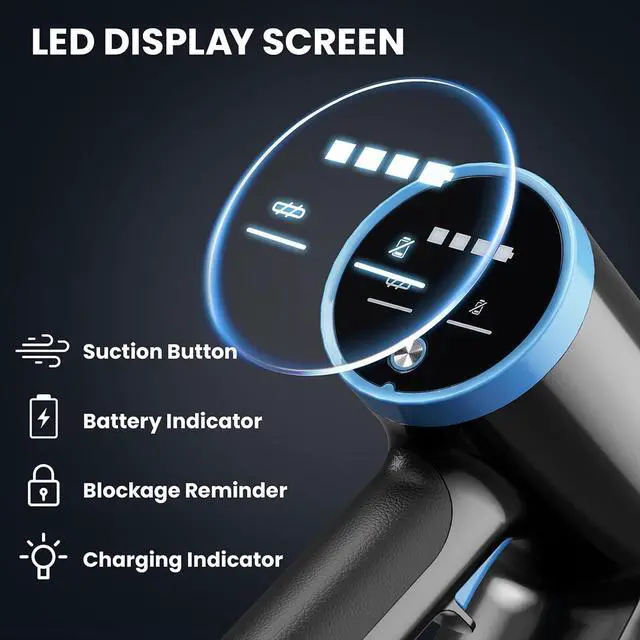 Alt view image 7 of 7 - Cordless Vacuum Cleaner with 35kPa Suction Vacuum Cleaner, Lightweight Stick Vacuum Cordless for Pet Hair, Carpet, Hard Floors