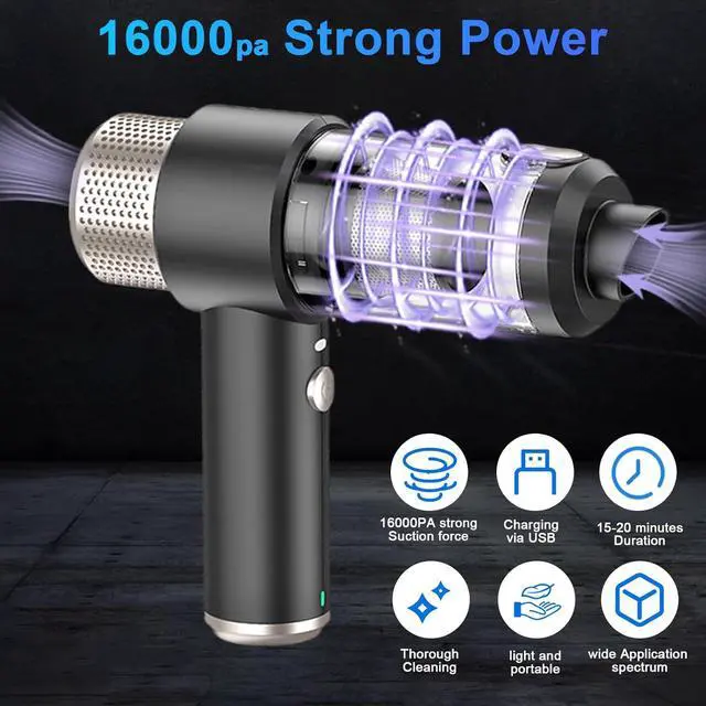Alt view image 3 of 7 - Handheld Car Vacuum Cleaner,Vacuum Black Cleaner with LED Ligh,Air Duster, 16000PA PortableHand Held Vacuum Suitable for in car, Home,OutdoorsOffice, Pet Clean