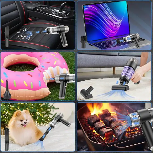 Alt view image 7 of 7 - Handheld Car Vacuum Cleaner,Vacuum Black Cleaner with LED Ligh,Air Duster, 16000PA PortableHand Held Vacuum Suitable for in car, Home,OutdoorsOffice, Pet Clean