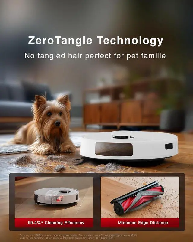 Alt view image 5 of 7 - Yeedi C12 Plus Robot Vacuum and Mop, 8000Pa Strong Suction, 7-Week Dust Storage, Bagless Dust Bin, PureCyclone Tech, ZeroTangle Brush, White