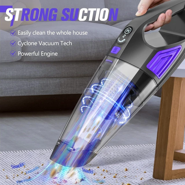 Alt view image 2 of 7 - ATONEP Handheld Vacuum Cordless Cleaner,Powerful Portable and Dust Buster Hand Vcauum Rechargeable with Large-Capacity Battery for CarPetOfficeHome (Purple)