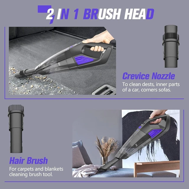 Alt view image 3 of 7 - ATONEP Handheld Vacuum Cordless Cleaner,Powerful Portable and Dust Buster Hand Vcauum Rechargeable with Large-Capacity Battery for CarPetOfficeHome (Purple)